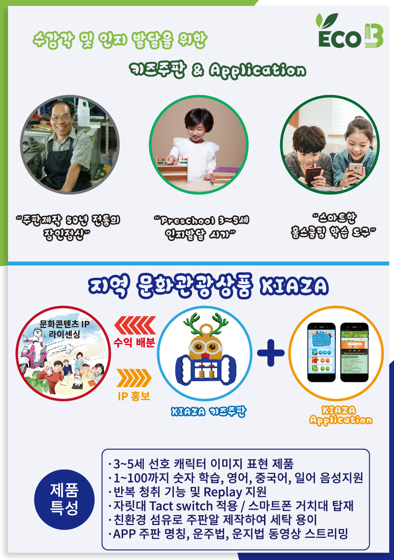 광주의 53년 주판장인과 함께하는 패브릭 캐릭터 키즈주판& APP, KIAZA Abacus