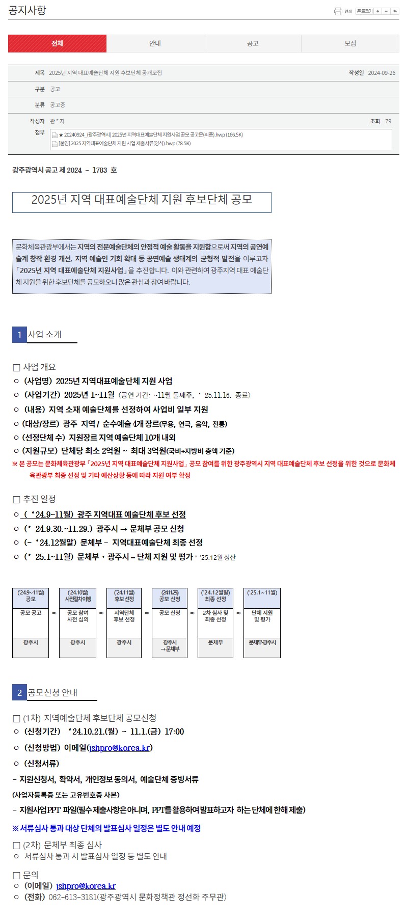 [광주문화재단] 2025년 지역 대표예술단체 지원 후보단체 공개모집